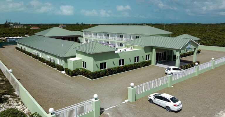 An aerial view of the resort