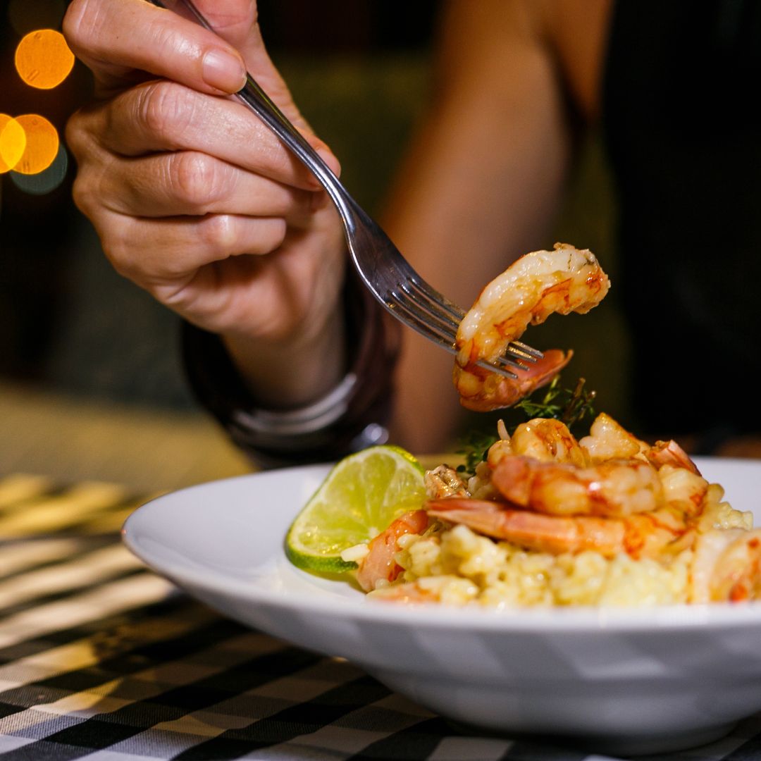 A plate of seafood