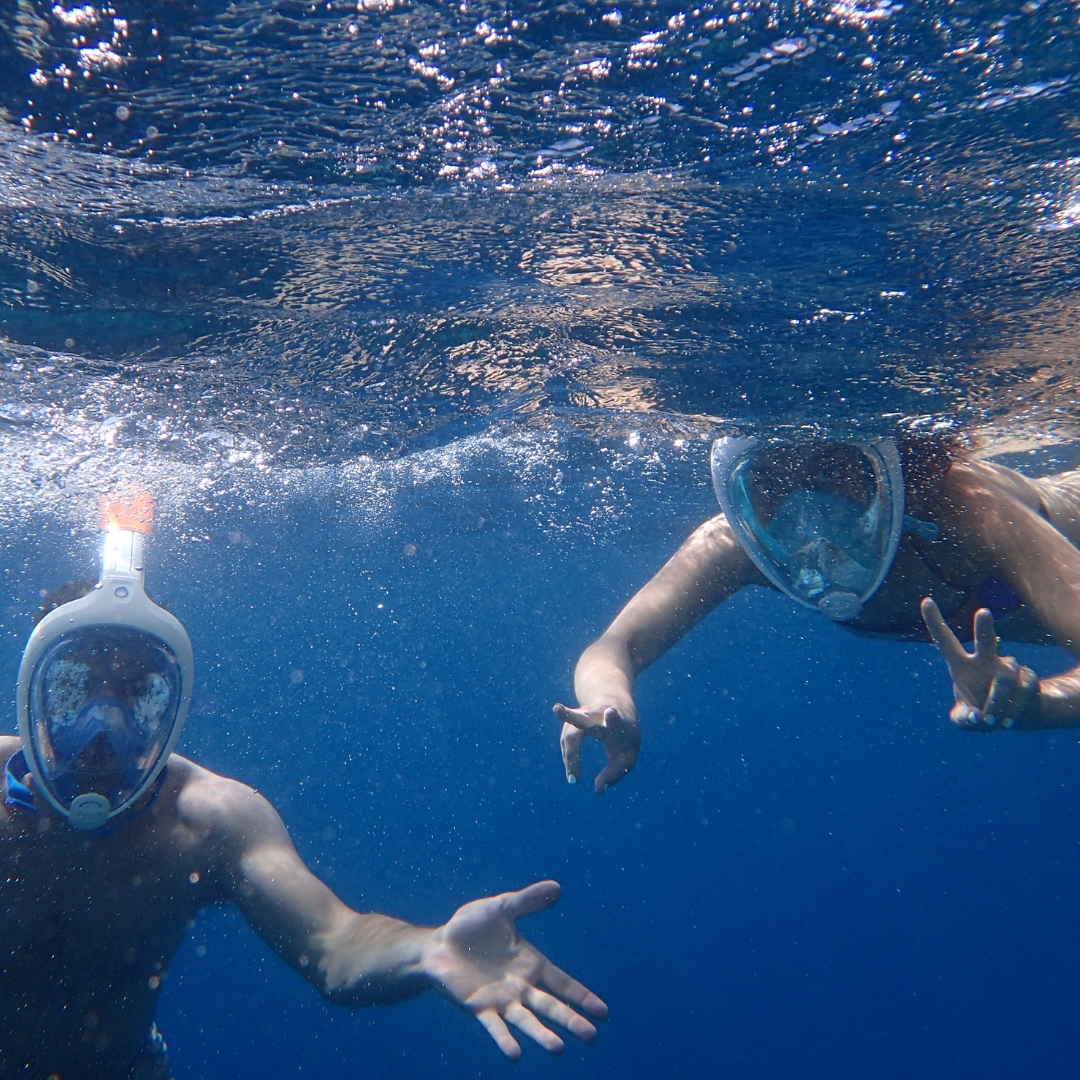 Man and woman snorkeling