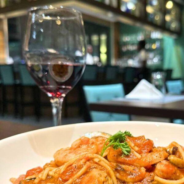 food and wine from the restaurant